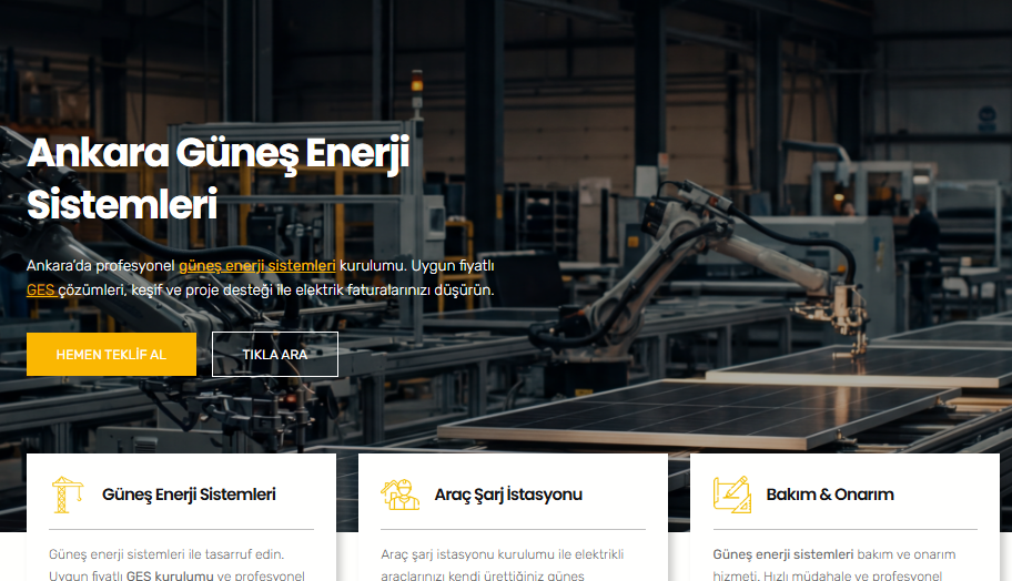 Ankara güneş enerji sistemleri