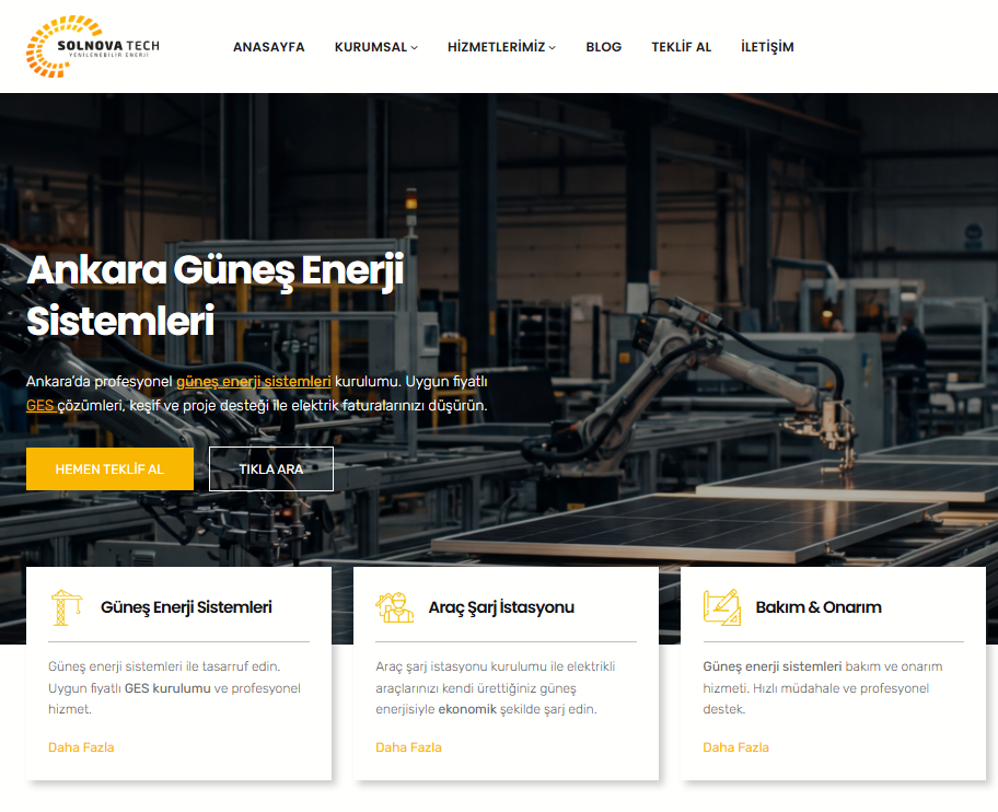 Ankara güneş enerji sistemleri